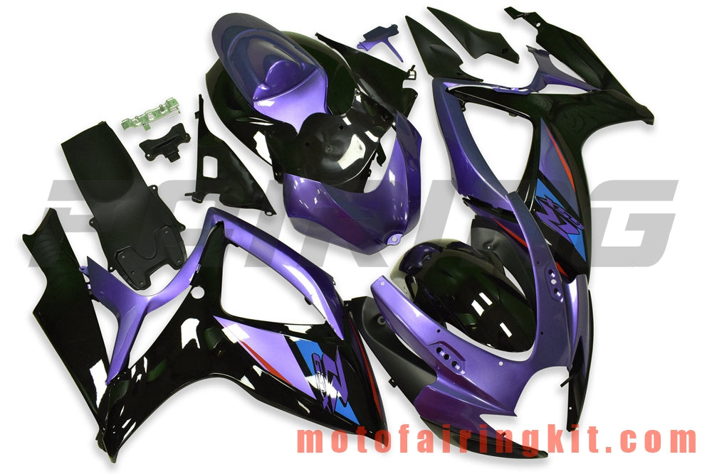 Kits de carenado aptos para GSX-R750 GSX-R600 K6 2006 2007 GSXR 600 750 K6 06 07 Molde de inyección de plástico ABS Carrocería completa para motocicleta Carrocería del mercado de accesorios Marco (púrpura y negro) B179