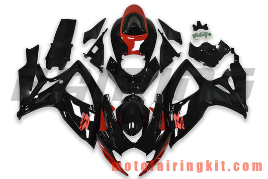 Fairing Kits Fit for GSX-R750 GSX-R600 K6 2006 2007 GSXR 600 750 K6 06 07 Plastic ABS Injection Mold Complete Motorcycle Body Aftermarket Bodywork Frame (Black & Red) B182