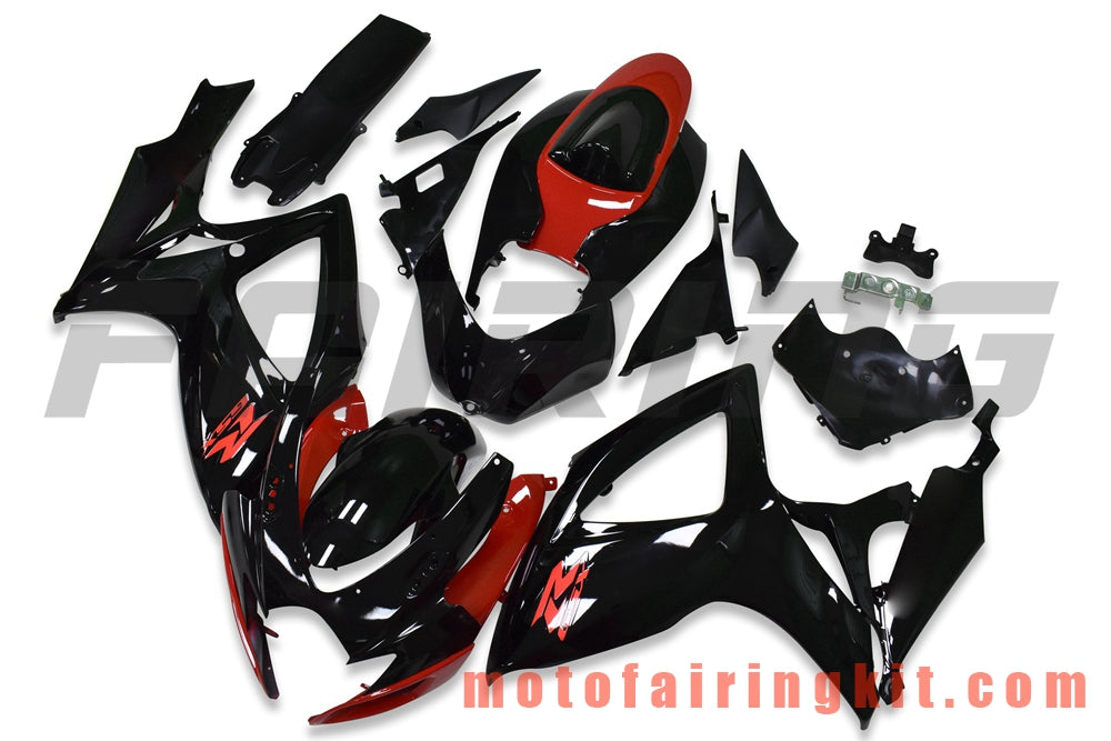 Fairing Kits Fit for GSX-R750 GSX-R600 K6 2006 2007 GSXR 600 750 K6 06 07 Plastic ABS Injection Mold Complete Motorcycle Body Aftermarket Bodywork Frame (Black & Red) B182