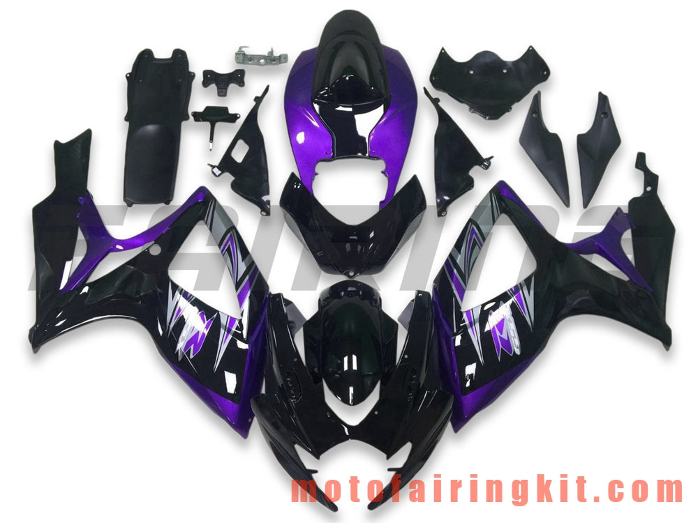 Fairing Kits Fit for GSX-R750 GSX-R600 K6 2006 2007 GSXR 600 750 K6 06 07 Plastic ABS Injection Mold Complete Motorcycle Body Aftermarket Bodywork Frame (Purple & Black) B183