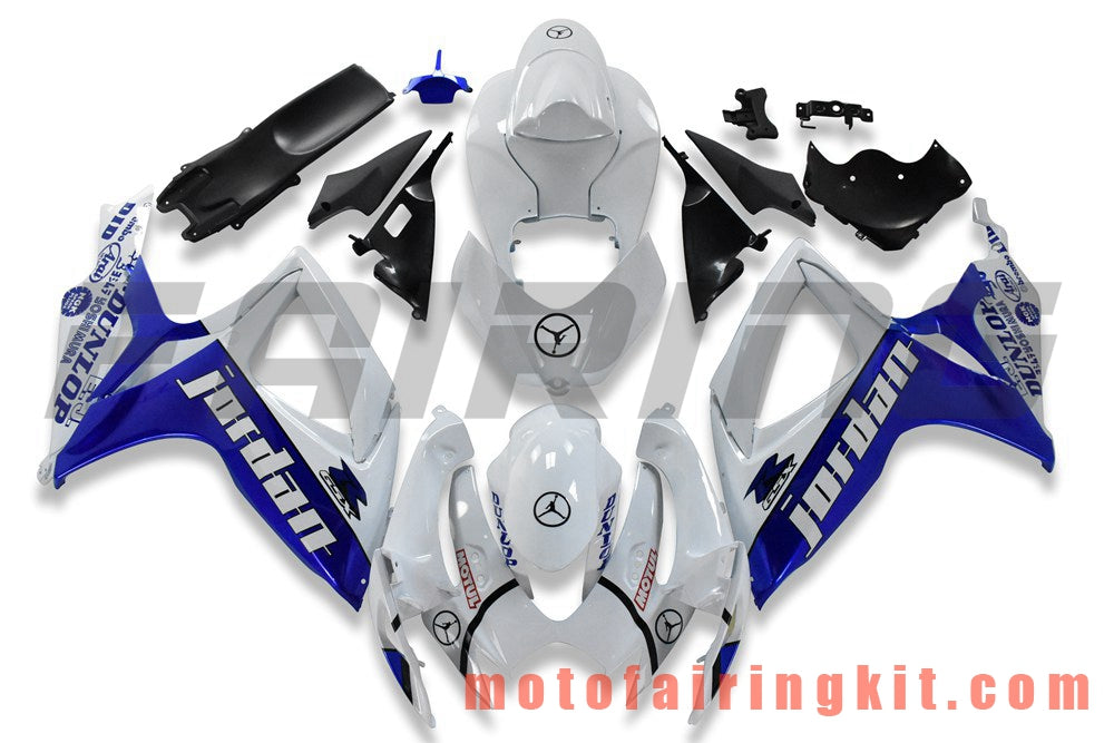 Kits de carenado aptos para GSX-R750 GSX-R600 K6 2006 2007 GSXR 600 750 K6 06 07 Molde de inyección de plástico ABS Carrocería completa para motocicleta Marco de carrocería de posventa (azul y blanco) B201