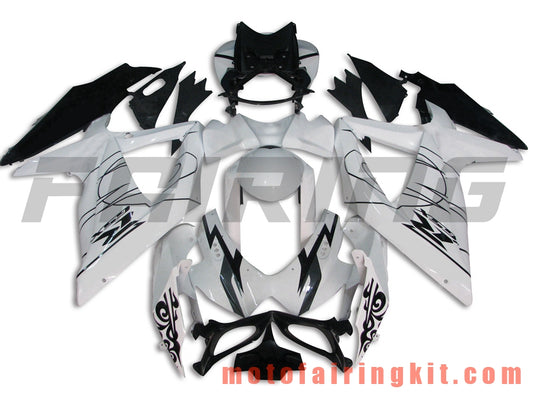 Kits de carenado aptos para GSX-R750 GSX-R600 K8 2008 2009 2010 GSXR 600 750 Molde de inyección de plástico ABS Carrocería completa para motocicleta Marco de carrocería de posventa (blanco y negro) B002