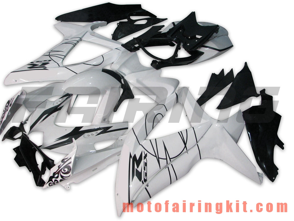 Kits de carenado aptos para GSX-R750 GSX-R600 K8 2008 2009 2010 GSXR 600 750 Molde de inyección de plástico ABS Carrocería completa para motocicleta Marco de carrocería de posventa (blanco y negro) B002