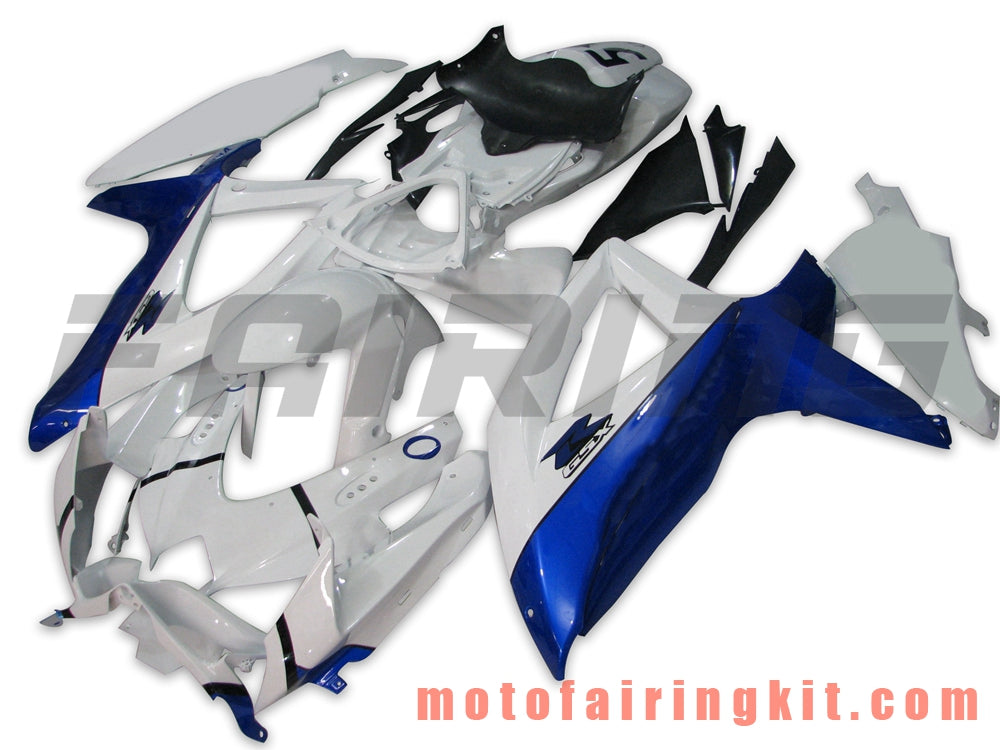 フェアリングキット GSX-R750 GSX-R600 K8 2008 2009 2010 GSXR 600 750 プラスチック ABS 射出成型 完全なオートバイボディ アフターマーケットボディワークフレーム (ホワイト &amp; ブルー) B003