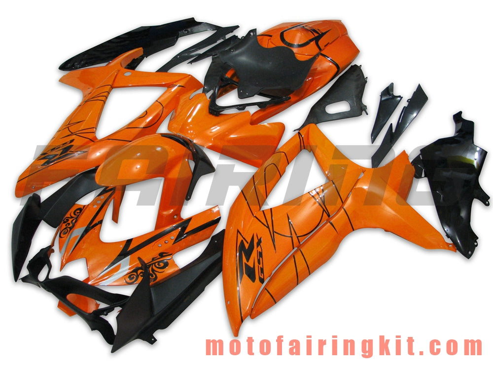 Kits de carenado aptos para GSX-R750 GSX-R600 K8 2008 2009 2010 GSXR 600 750 Molde de inyección de plástico ABS Carrocería completa para motocicleta Marco de carrocería de posventa (naranja y negro) B004