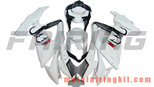 Kits de carenado aptos para GSX-R750 GSX-R600 K8 2008 2009 2010 GSXR 600 750 Molde de inyección de plástico ABS Carrocería completa para motocicleta Marco de carrocería de posventa (blanco y negro) B005