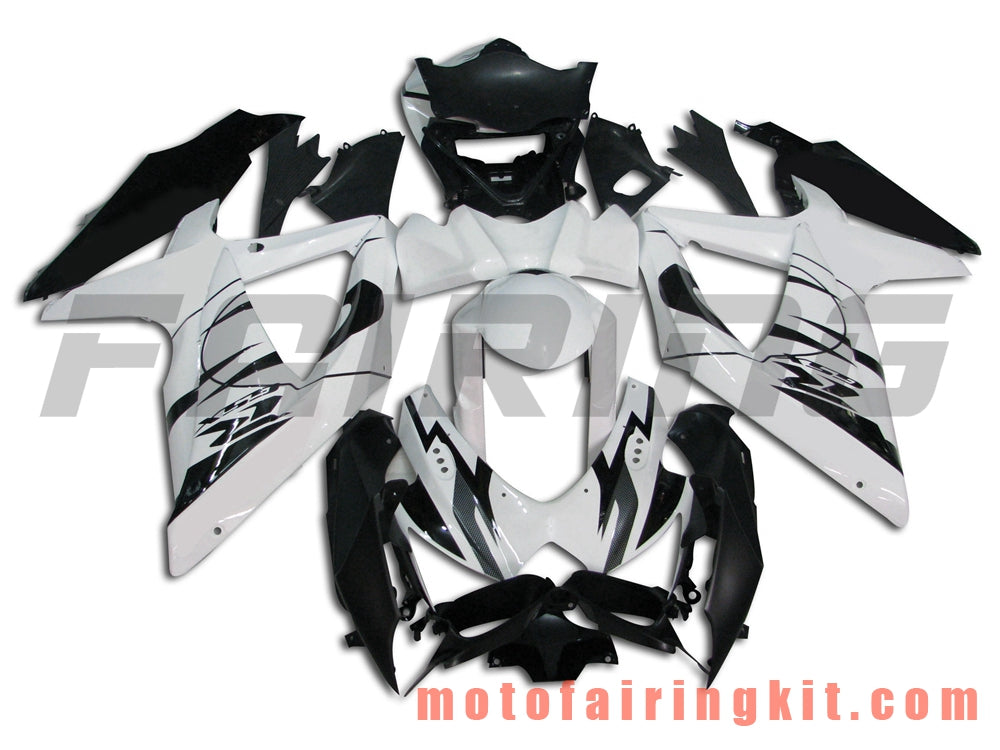 Fairing Kits Fit for GSX-R750 GSX-R600 K8 2008 2009 2010 GSXR 600 750 Plastic ABS Injection Mold Complete Motorcycle Body Aftermarket Bodywork Frame (White & Black) B007