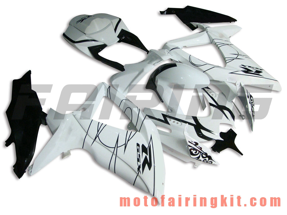 Kits de carenado aptos para GSX-R750 GSX-R600 K8 2008 2009 2010 GSXR 600 750 Molde de inyección de plástico ABS Carrocería completa para motocicleta Marco de carrocería de posventa (blanco y negro) B010