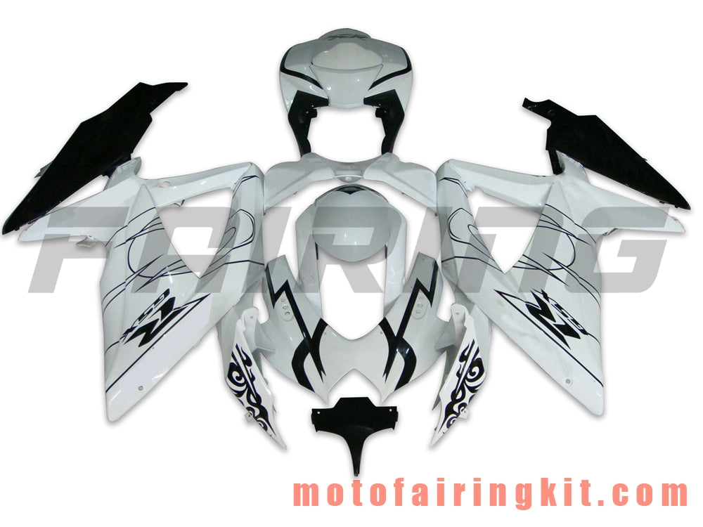 Kits de carenado aptos para GSX-R750 GSX-R600 K8 2008 2009 2010 GSXR 600 750 Molde de inyección de plástico ABS Carrocería completa para motocicleta Marco de carrocería de posventa (blanco y negro) B010