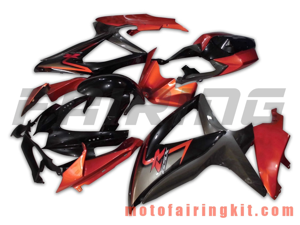 Kits de carenado aptos para GSX-R750 GSX-R600 K8 2008 2009 2010 GSXR 600 750 Molde de inyección de plástico ABS Carrocería completa para motocicleta Marco de carrocería de posventa (negro y naranja) B015