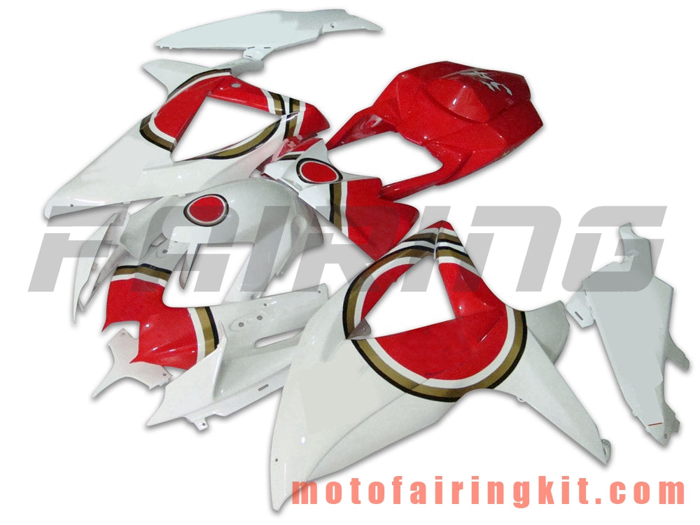 Fairing Kits Fit for GSX-R750 GSX-R600 K8 2008 2009 2010 GSXR 600 750 Plastic ABS Injection Mold Complete Motorcycle Body Aftermarket Bodywork Frame (Red & White) B017