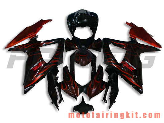 Fairing Kits Fit for GSX-R750 GSX-R600 K8 2008 2009 2010 GSXR 600 750 Plastic ABS Injection Mold Complete Motorcycle Body Aftermarket Bodywork Frame (Black & Red) B021