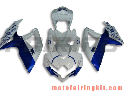 Kits de carenado aptos para GSX-R750 GSX-R600 K8 2008 2009 2010 GSXR 600 750 Molde de inyección de plástico ABS Carrocería completa para motocicleta Marco de carrocería de posventa (azul y blanco) B022