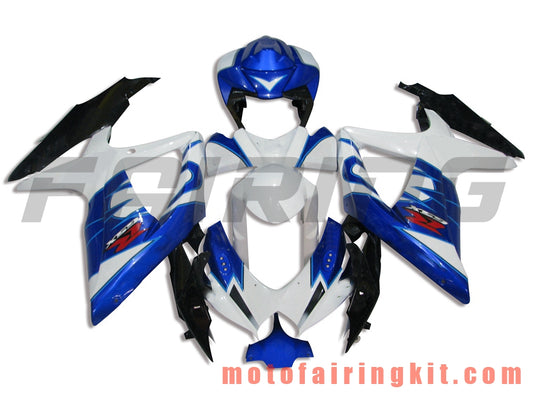 Kits de carenado aptos para GSX-R750 GSX-R600 K8 2008 2009 2010 GSXR 600 750 Molde de inyección de plástico ABS Carrocería completa para motocicleta Marco de carrocería de posventa (blanco y azul) B023