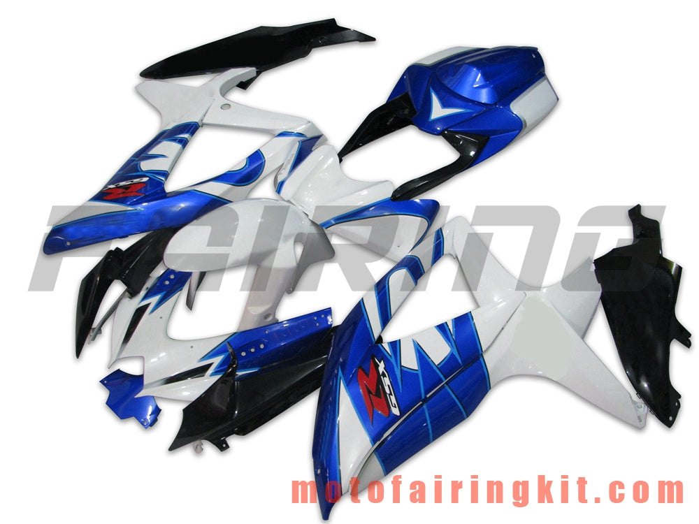 Fairing Kits Fit for GSX-R750 GSX-R600 K8 2008 2009 2010 GSXR 600 750 Plastic ABS Injection Mold Complete Motorcycle Body Aftermarket Bodywork Frame (White & Blue) B023