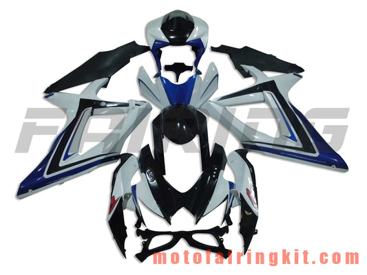 Fairing Kits Fit for GSX-R750 GSX-R600 K8 2008 2009 2010 GSXR 600 750 Plastic ABS Injection Mold Complete Motorcycle Body Aftermarket Bodywork Frame (White & Blue) B025