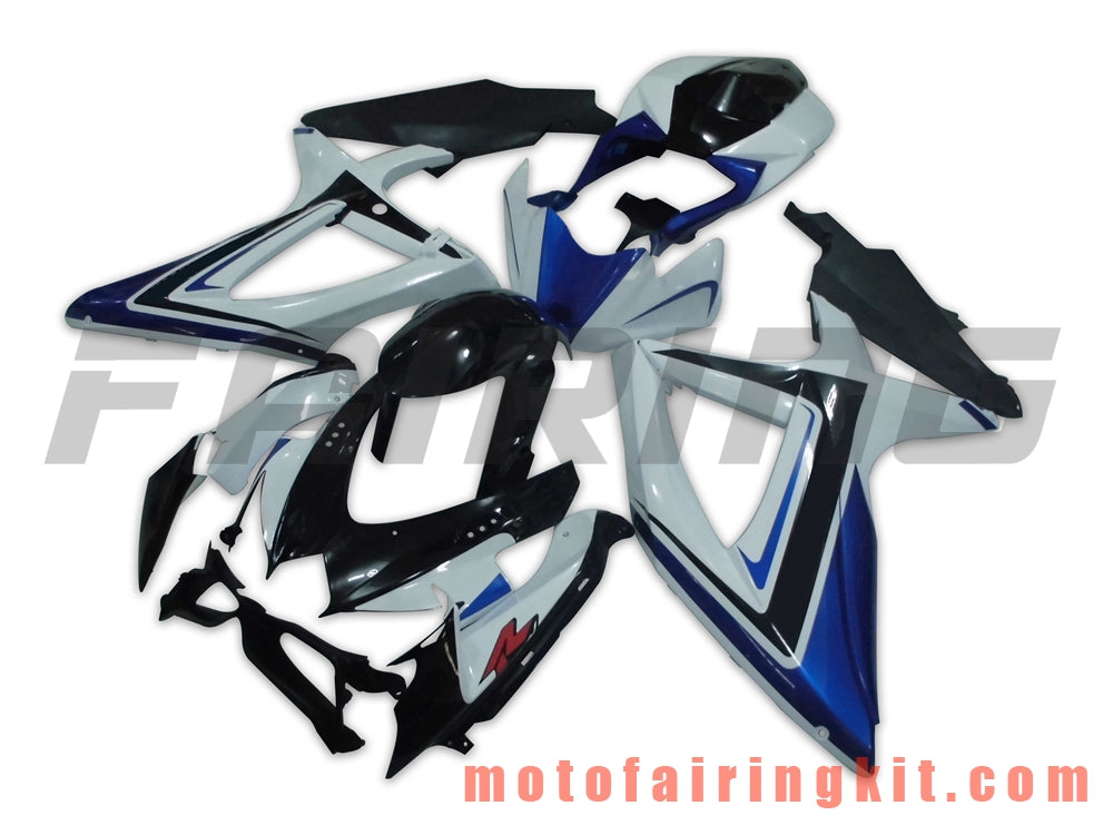 フェアリングキット GSX-R750 GSX-R600 K8 2008 2009 2010 GSXR 600 750 プラスチック ABS 射出成形 完全なオートバイボディ アフターマーケットボディワークフレーム (ホワイト &amp; ブルー) B025