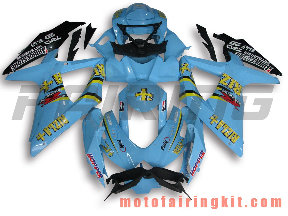 Kits de carenado aptos para GSX-R750 GSX-R600 K8 2008 2009 2010 GSXR 600 750 Molde de inyección de plástico ABS Carrocería completa para motocicleta Marco de carrocería de posventa (azul y negro) B027