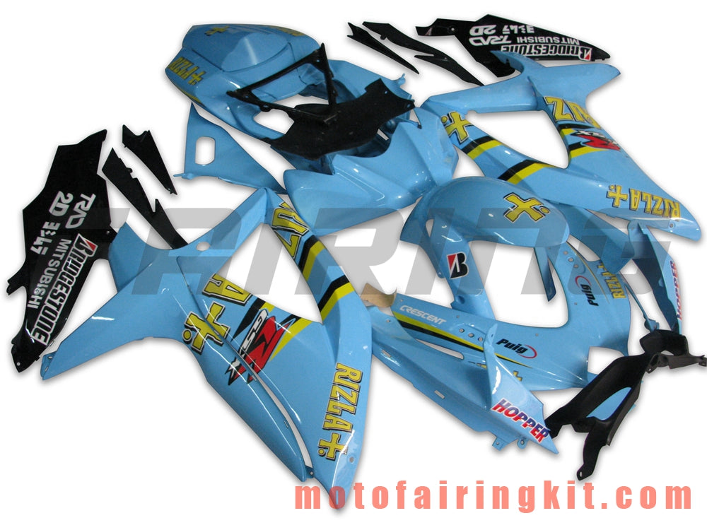 Fairing Kits Fit for GSX-R750 GSX-R600 K8 2008 2009 2010 GSXR 600 750 Plastic ABS Injection Mold Complete Motorcycle Body Aftermarket Bodywork Frame (Blue & Black) B027