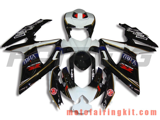 Kits de carenado aptos para GSX-R750 GSX-R600 K8 2008 2009 2010 GSXR 600 750 Molde de inyección de plástico ABS Carrocería completa para motocicleta Marco de carrocería de posventa (blanco y negro) B029