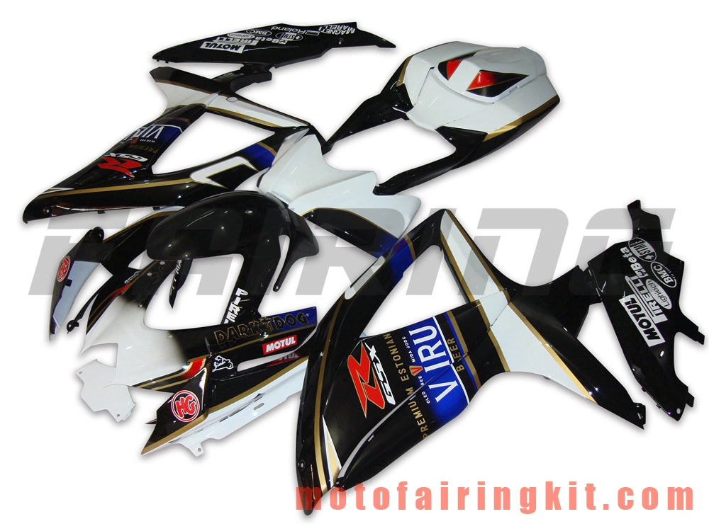 Kits de carenado aptos para GSX-R750 GSX-R600 K8 2008 2009 2010 GSXR 600 750 Molde de inyección de plástico ABS Carrocería completa para motocicleta Marco de carrocería de posventa (blanco y negro) B029