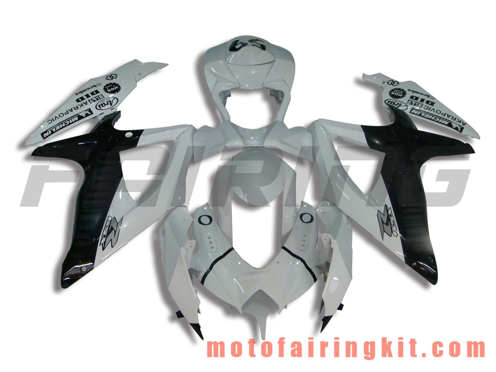 Kits de carenado aptos para GSX-R750 GSX-R600 K8 2008 2009 2010 GSXR 600 750 Molde de inyección de plástico ABS Carrocería completa para motocicleta Marco de carrocería de posventa (blanco y negro) B031