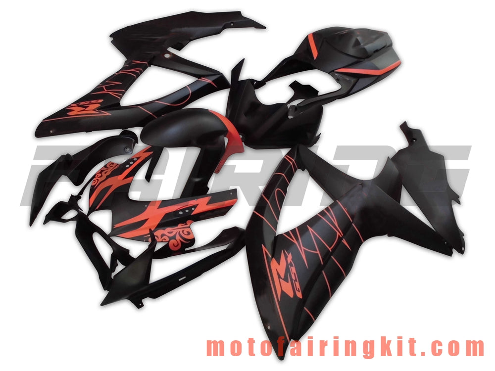 Kits de carenado aptos para GSX-R750 GSX-R600 K8 2008 2009 2010 GSXR 600 750 Molde de inyección de plástico ABS Carrocería completa para motocicleta Marco de carrocería de posventa (negro y naranja) B032