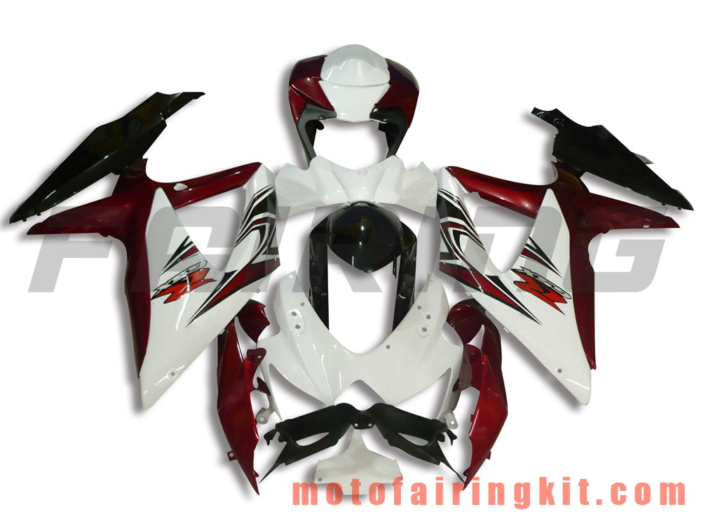 Kits de carenado aptos para GSX-R750 GSX-R600 K8 2008 2009 2010 GSXR 600 750 Molde de inyección de plástico ABS Carrocería completa para motocicleta Marco de carrocería de posventa (blanco y rojo) B038