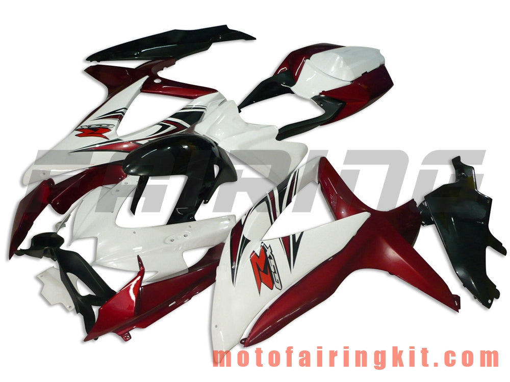 Fairing Kits Fit for GSX-R750 GSX-R600 K8 2008 2009 2010 GSXR 600 750 Plastic ABS Injection Mold Complete Motorcycle Body Aftermarket Bodywork Frame (White & Red) B038