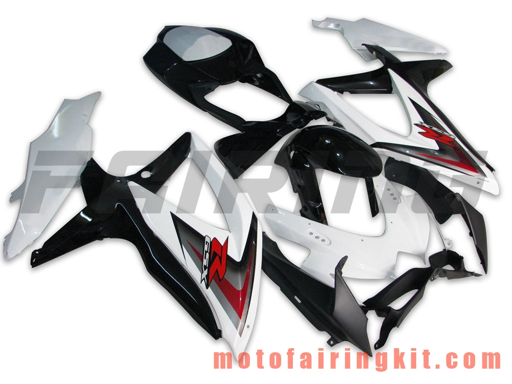 Kits de carenado aptos para GSX-R750 GSX-R600 K8 2008 2009 2010 GSXR 600 750 Molde de inyección de plástico ABS Carrocería completa para motocicleta Marco de carrocería de posventa (blanco y negro) B039