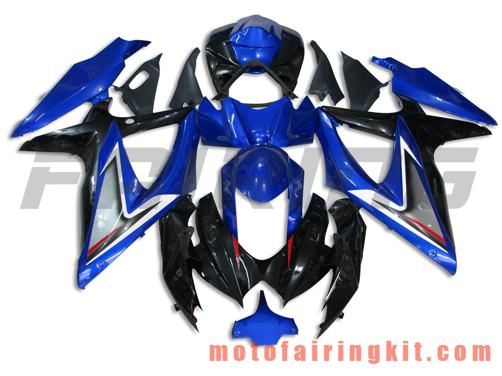 Fairing Kits Fit for GSX-R750 GSX-R600 K8 2008 2009 2010 GSXR 600 750 Plastic ABS Injection Mold Complete Motorcycle Body Aftermarket Bodywork Frame (Blue & Black) B040