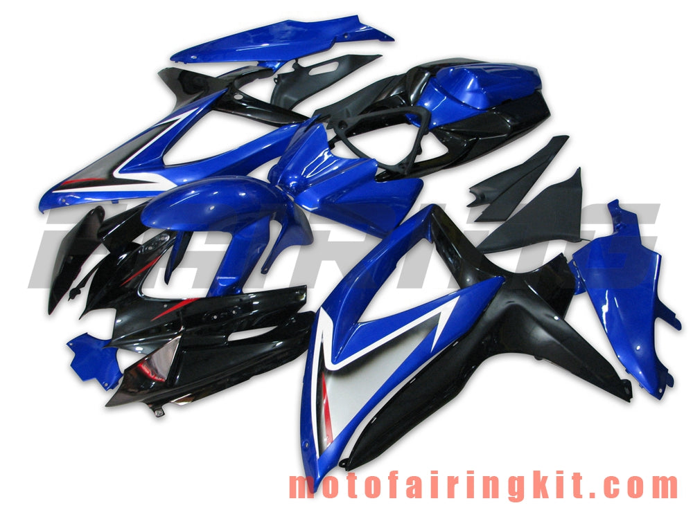 フェアリングキット GSX-R750 GSX-R600 K8 2008 2009 2010 GSXR 600 750 プラスチック ABS 射出成型 完全なオートバイボディ アフターマーケットボディワークフレーム (ブルー &amp; ブラック) B040