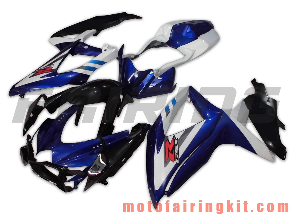 Kits de carenado aptos para GSX-R750 GSX-R600 K8 2008 2009 2010 GSXR 600 750 Molde de inyección de plástico ABS Carrocería completa para motocicleta Marco de carrocería de posventa (azul y blanco) B041