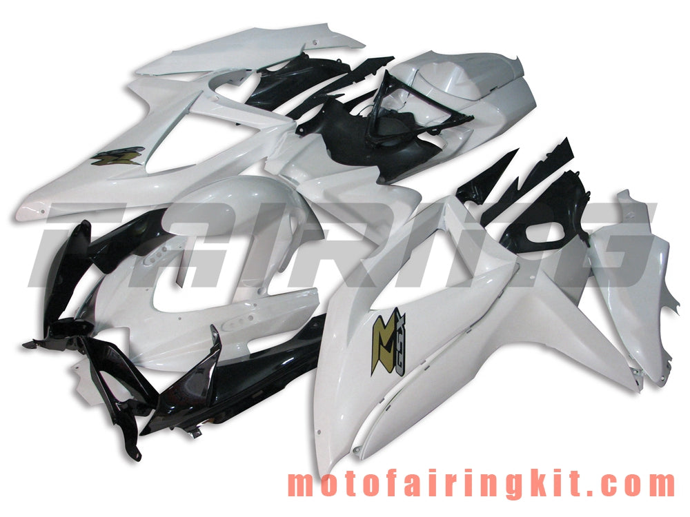 Kits de carenado aptos para GSX-R750 GSX-R600 K8 2008 2009 2010 GSXR 600 750 Molde de inyección de plástico ABS Carrocería completa para motocicleta Marco de carrocería de posventa (blanco y negro) B042