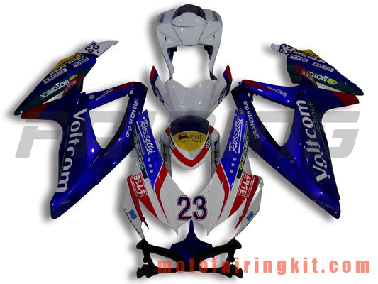 Kits de carenado aptos para GSX-R750 GSX-R600 K8 2008 2009 2010 GSXR 600 750 Molde de inyección de plástico ABS Carrocería completa para motocicleta Marco de carrocería de posventa (azul y blanco) B044