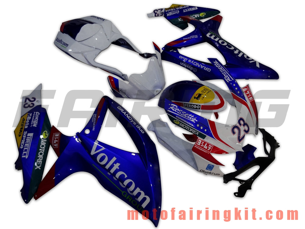 Fairing Kits Fit for GSX-R750 GSX-R600 K8 2008 2009 2010 GSXR 600 750 Plastic ABS Injection Mold Complete Motorcycle Body Aftermarket Bodywork Frame (Blue & White) B044