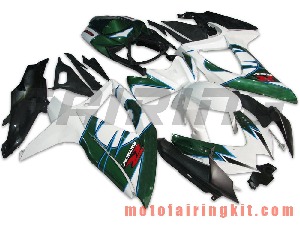 Fairing Kits Fit for GSX-R750 GSX-R600 K8 2008 2009 2010 GSXR 600 750 Plastic ABS Injection Mold Complete Motorcycle Body Aftermarket Bodywork Frame (White & Green) B046