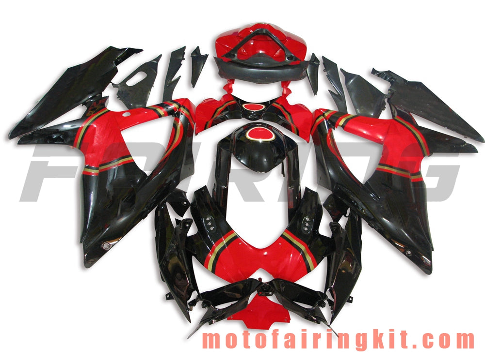 Kits de carenado aptos para GSX-R750 GSX-R600 K8 2008 2009 2010 GSXR 600 750 Molde de inyección de plástico ABS Carrocería completa para motocicleta Marco de carrocería de posventa (negro y rojo) B047