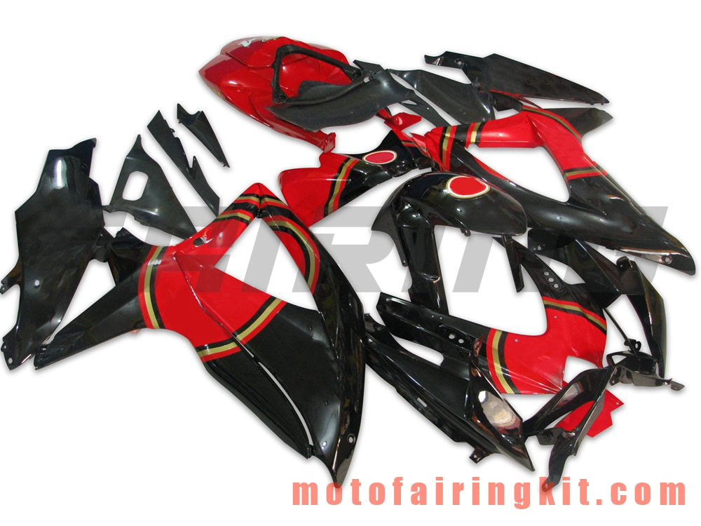 Kits de carenado aptos para GSX-R750 GSX-R600 K8 2008 2009 2010 GSXR 600 750 Molde de inyección de plástico ABS Carrocería completa para motocicleta Marco de carrocería de posventa (negro y rojo) B047