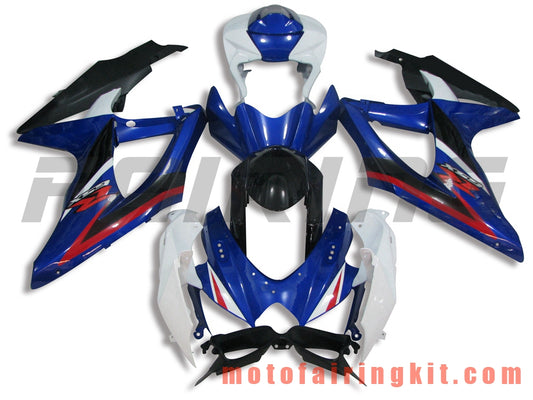 Fairing Kits Fit for GSX-R750 GSX-R600 K8 2008 2009 2010 GSXR 600 750 Plastic ABS Injection Mold Complete Motorcycle Body Aftermarket Bodywork Frame (Blue & White) B048