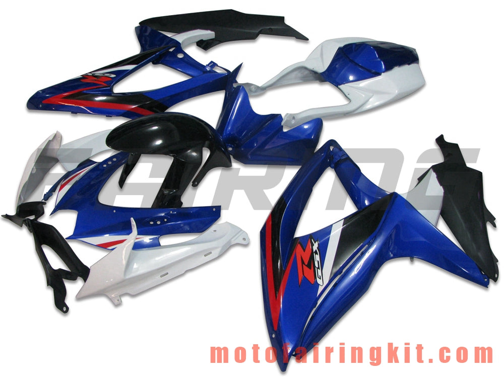 Fairing Kits Fit for GSX-R750 GSX-R600 K8 2008 2009 2010 GSXR 600 750 Plastic ABS Injection Mold Complete Motorcycle Body Aftermarket Bodywork Frame (Blue & White) B048