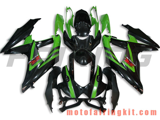 Kits de carenado aptos para GSX-R750 GSX-R600 K8 2008 2009 2010 GSXR 600 750 Molde de inyección de plástico ABS Carrocería completa para motocicleta Marco de carrocería de posventa (verde y negro) B049