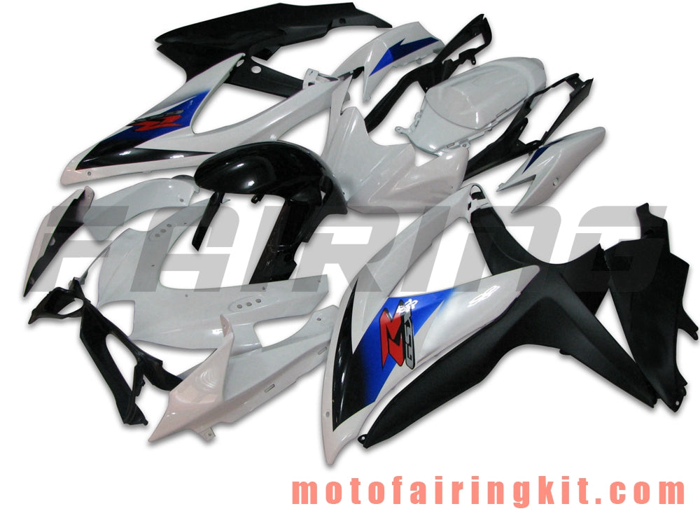 フェアリングキット GSX-R750 GSX-R600 K8 2008 2009 2010 GSXR 600 750 プラスチック ABS 射出成形 完全なオートバイボディ アフターマーケットボディワークフレーム (ホワイト &amp; ブラック) B051