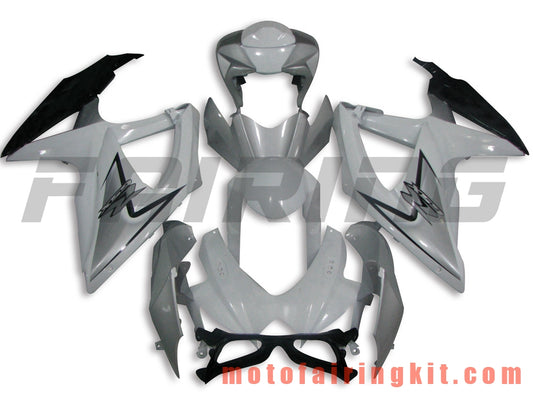 Fairing Kits Fit for GSX-R750 GSX-R600 K8 2008 2009 2010 GSXR 600 750 Plastic ABS Injection Mold Complete Motorcycle Body Aftermarket Bodywork Frame (White & Silver) B052