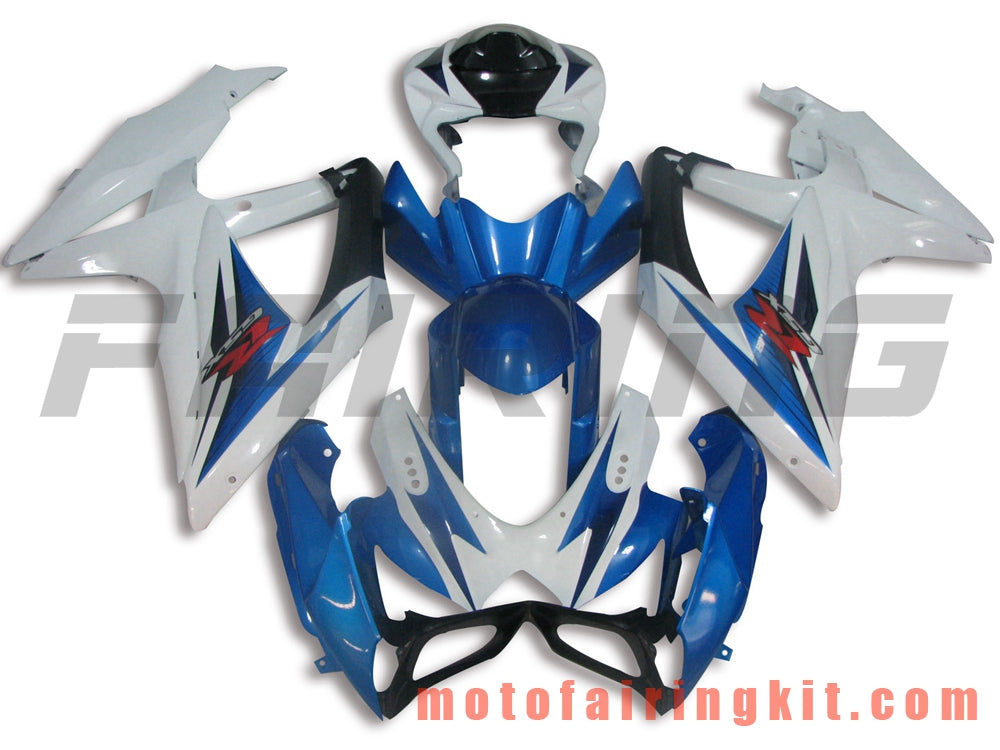 Fairing Kits Fit for GSX-R750 GSX-R600 K8 2008 2009 2010 GSXR 600 750 Plastic ABS Injection Mold Complete Motorcycle Body Aftermarket Bodywork Frame (Blue & White) B054