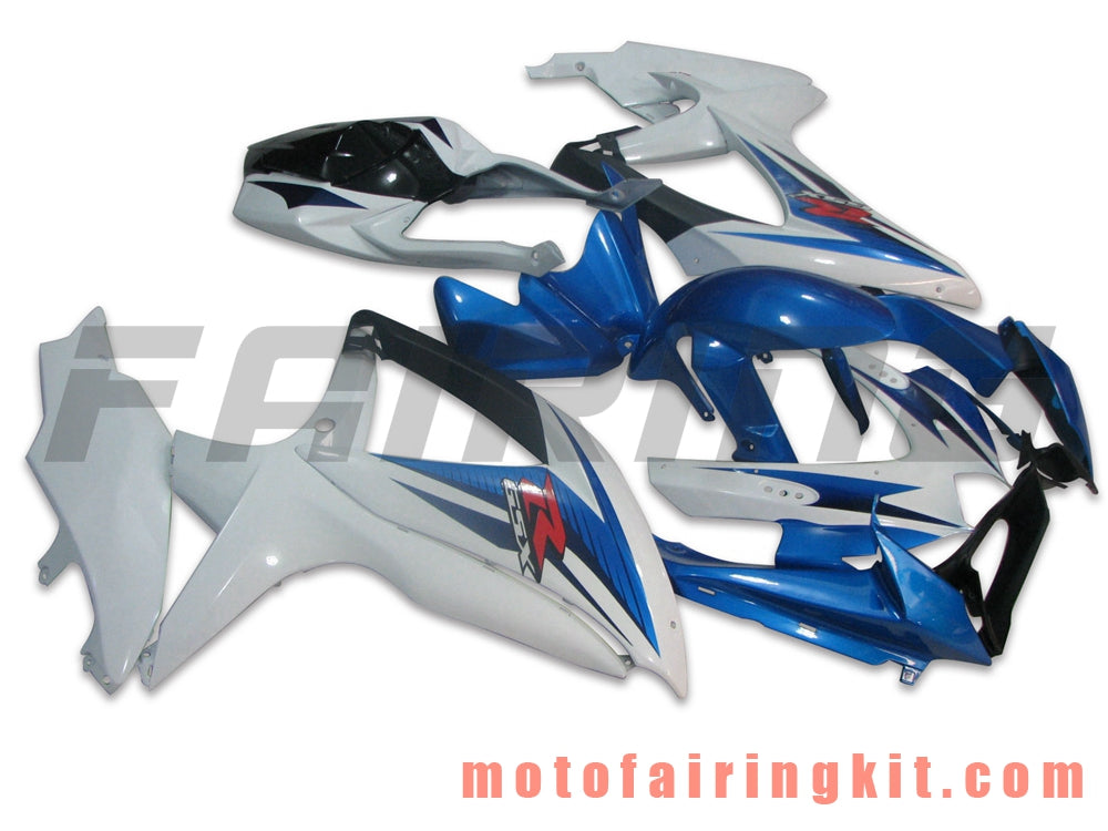 Kits de carenado aptos para GSX-R750 GSX-R600 K8 2008 2009 2010 GSXR 600 750 Molde de inyección de plástico ABS Carrocería completa para motocicleta Marco de carrocería de posventa (azul y blanco) B054