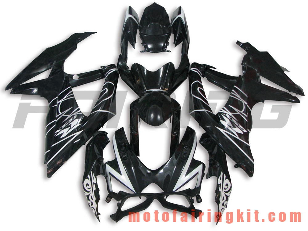 Fairing Kits Fit for GSX-R750 GSX-R600 K8 2008 2009 2010 GSXR 600 750 Plastic ABS Injection Mold Complete Motorcycle Body Aftermarket Bodywork Frame (Black & White) B055