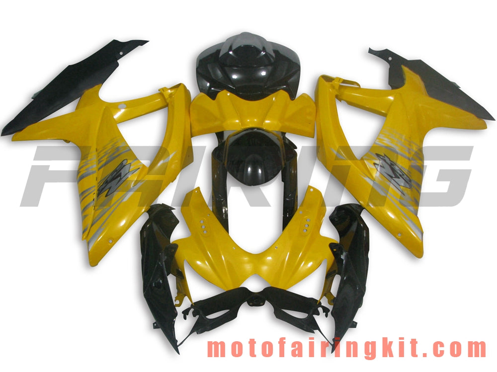 Kits de carenado aptos para GSX-R750 GSX-R600 K8 2008 2009 2010 GSXR 600 750 Molde de inyección de plástico ABS Carrocería completa para motocicleta Marco de carrocería de posventa (amarillo y negro) B056