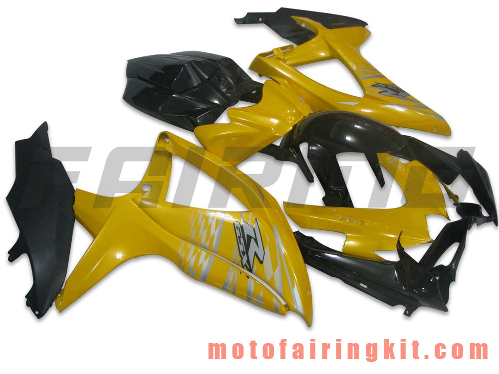 Kits de carenado aptos para GSX-R750 GSX-R600 K8 2008 2009 2010 GSXR 600 750 Molde de inyección de plástico ABS Carrocería completa para motocicleta Marco de carrocería de posventa (amarillo y negro) B056