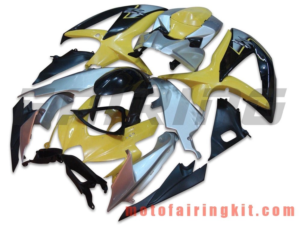 Fairing Kits Fit for GSX-R750 GSX-R600 K8 2008 2009 2010 GSXR 600 750 Plastic ABS Injection Mold Complete Motorcycle Body Aftermarket Bodywork Frame (Yellow & Silver) B057